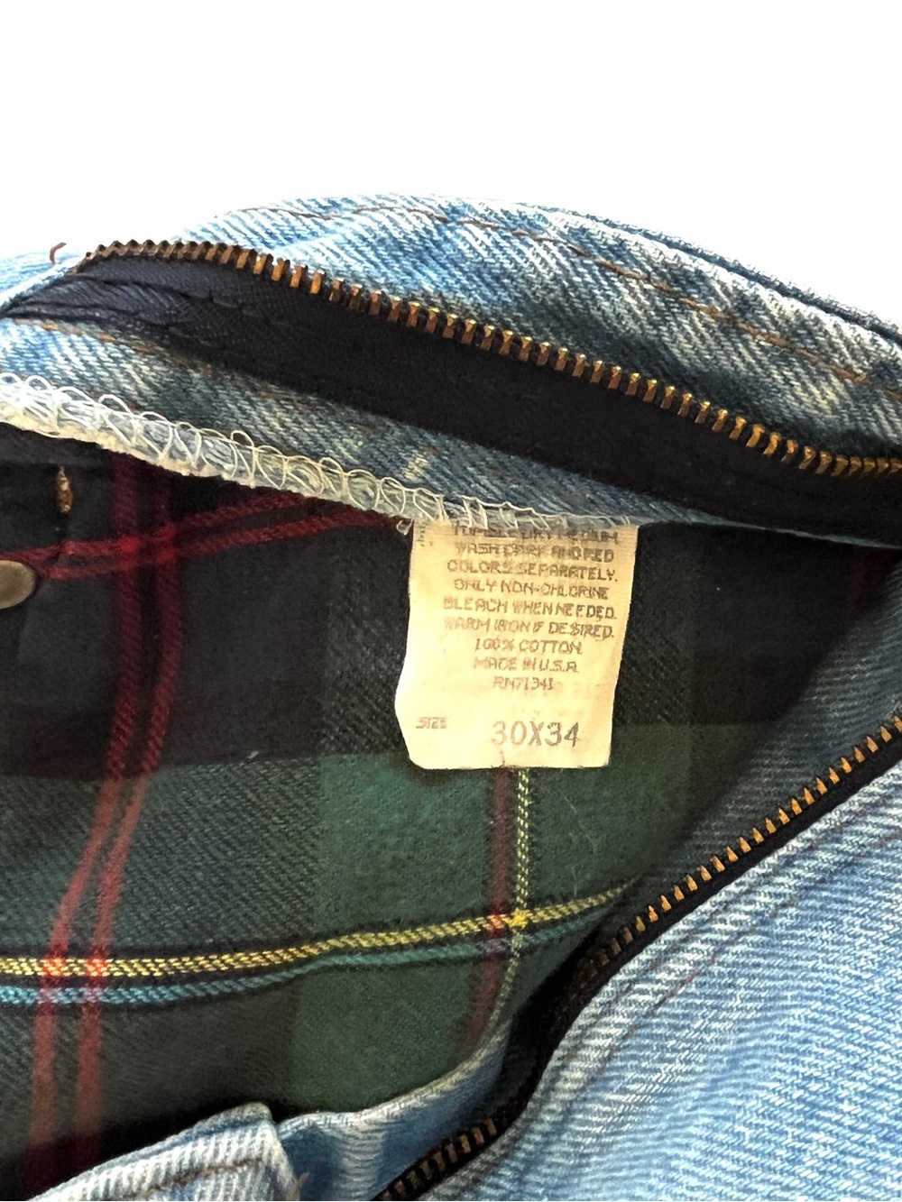 Vintage L.L. Bean Flannel-Lined Denim Jeans 30x34 Made in USA